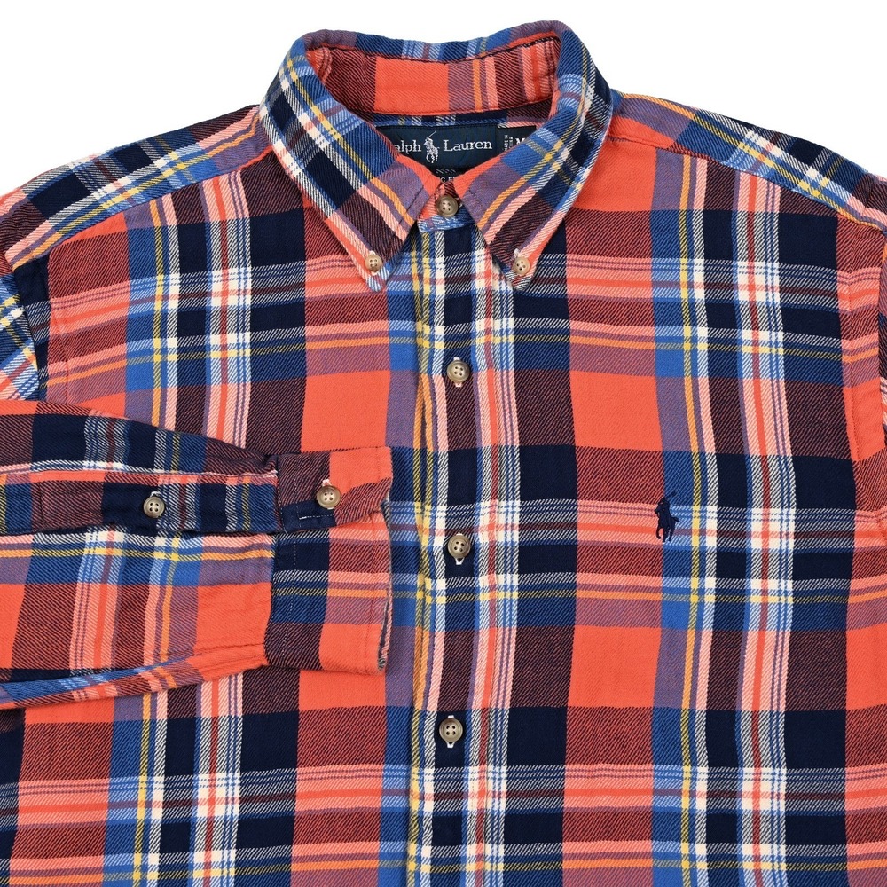Polo Ralph Lauren Lined Flannel Shirt Mens Medium Plaid L/S Button Down Preppy